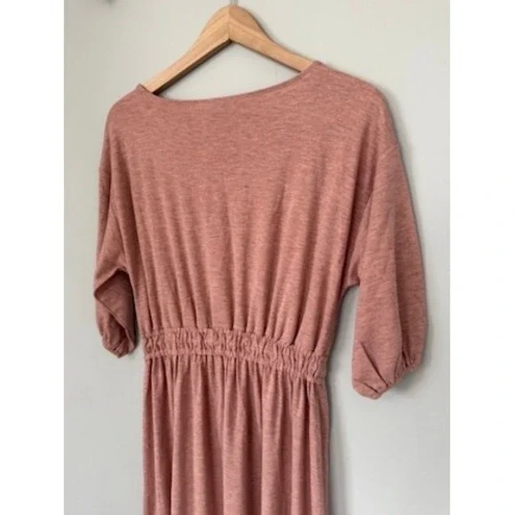 Ann Taylor Midi Dress Knit Drawstring Waist Casual Pink XS NWT $130 - Picture 7 of 12